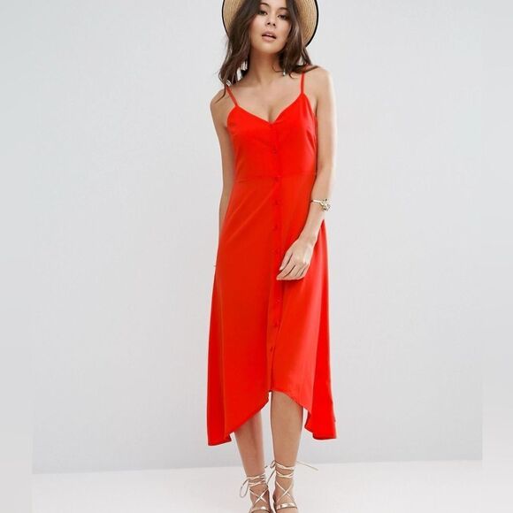 ASOS maternity‎ Red Button Up Sleeveless Dress Size 4 NWT - Picture 1 of 8